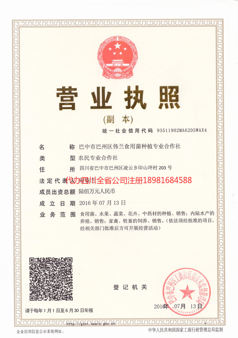 丽江丽江伟兰食用菌种植专业合作社